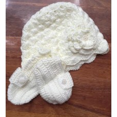 Crochet bonnet & bootie set - Ivory